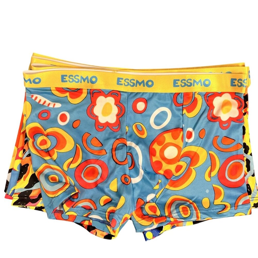 ESSMO Boxer Briefs Mens Large Multicolor 5 Pack Stretch Colorful Underwear New